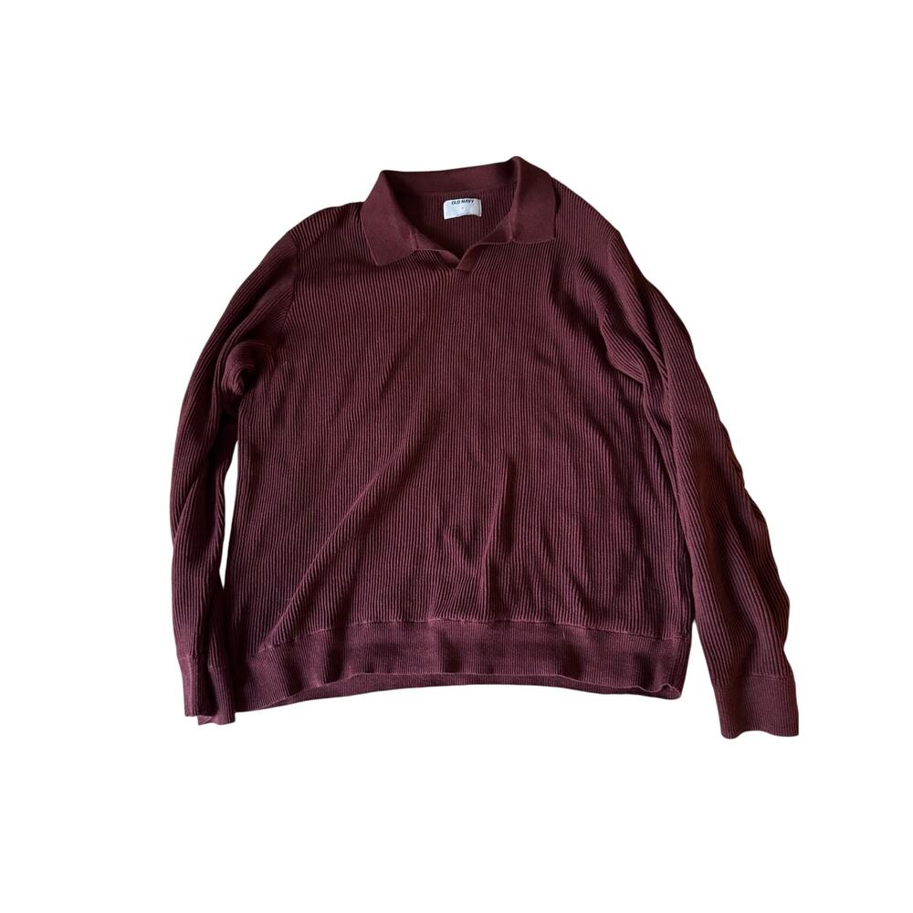 Old Navy Ribbed Long Sleeve Polo Sweater – Men’s XL – Burgundy